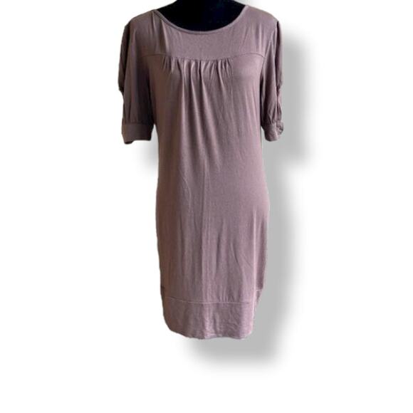 Bump Couture Maternity Top Dress Size Medium Brown Short Sleeve Tunic Womens - Picture 1 of 7